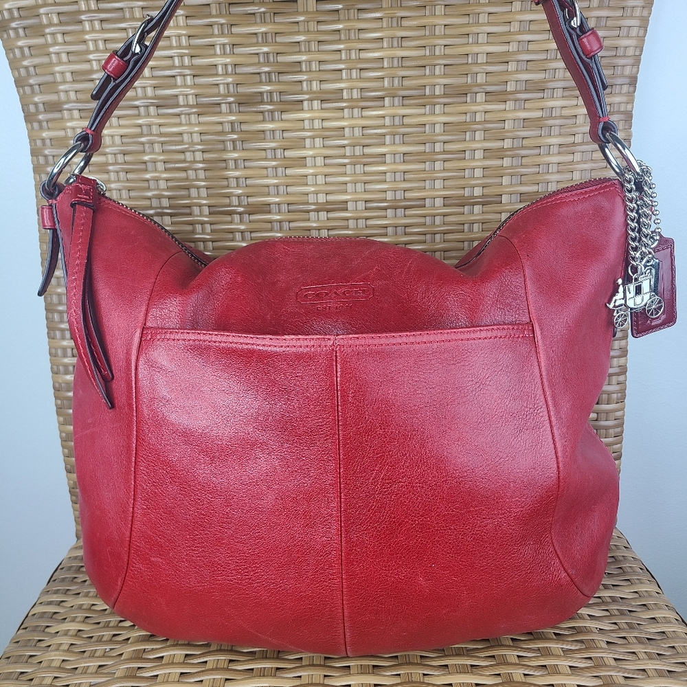 Coach Red Leather Shoulder Bag - Picture 2 of 16
